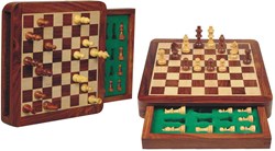 HOT Games schaakspel magnetisch acacia hout met lade 19,5x19,5cm