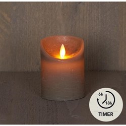 LED Rustiek stompkaars taupe 7,5x10cm
