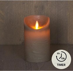 Anna's Collection bougie LED pilier taupe rustique cire 7,5x12,5cm décoration