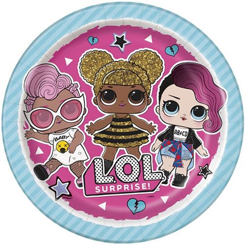 Haza L.O.L. Surprise feestbordjes karton 23 cm - set van 8 stuks
