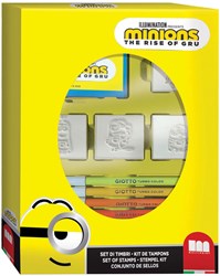 Multiprint Minions coffret de tampons - 4 tampons en bois et 7 feutres