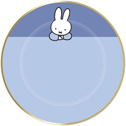 Haza assiettes de fête Miffy bleu avec bord doré - lot de 8 - anniversaire enfant