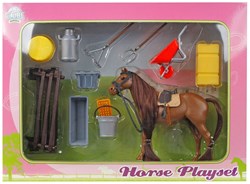 Kids GLOBE speelgoed paardenset met accessoires 13cm - speelplezier