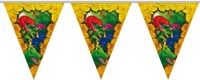 Folat dino vlaggenlijn kunststof 6 meter feestdecoratie
