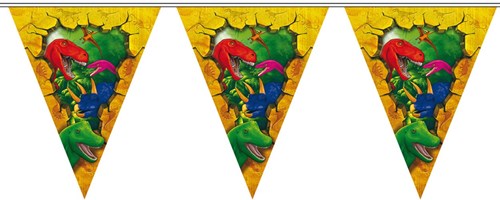 Folat dino vlaggenlijn kunststof 6 meter feestdecoratie