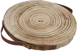 Playwood disque décoratif en bois de paulownia avec poignées en cuir marron