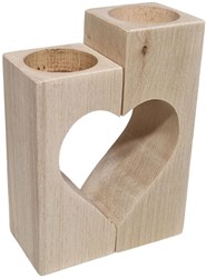 Playwood photophore motif cœur bois de hêtre décoratif 2 pièces