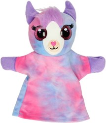 Pluche handdier alpaca knuffel roze blauw paars glitterogen speelgoed