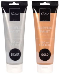 Acrylverf metallic zilver goud 250ml creatieve knutselverf