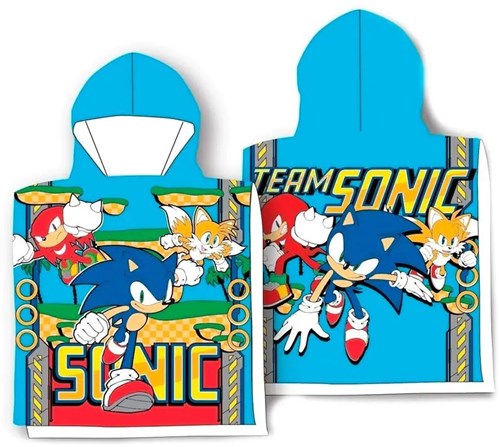 Sonic poncho handdoek katoen 55x110cm voor kinderen Sonic-2