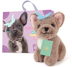 Studio Pets knuffel Franse Bulldog BiBi met koffertje en stickers
