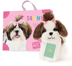 Studio Pets pluche knuffel hond Shih Tzu Sammy met koffertje en stickers