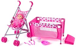 Poppenbed, buggy, pop met acc. 91857