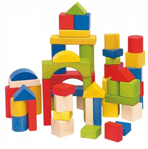 Woody Woody 50 bouwblokken naturel+gekleurd