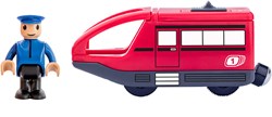 Woody speelgoed locomotief rood kunststof met machinist - trein