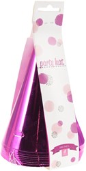 Feesthoedjes papier roze metallic 8 stuks party decoratie