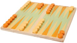 Houten bordspel backgammon reisspel compact formaat 20x20cm
