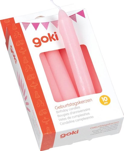 Goki verjaardagskaarsen roze - set van 10 stuks voor verjaardagstrein-3