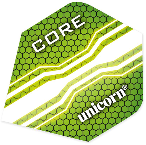 Unicorn dart flights Core Plus groen - 75 micron kunststof set