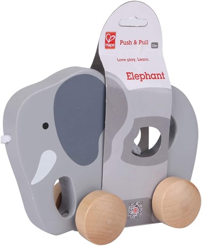Hape éléphant à tirer en bois - jouet à pousser et tirer pour enfants-3