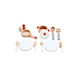 Hape houten keuken accessoires kook en servies set speelgoed