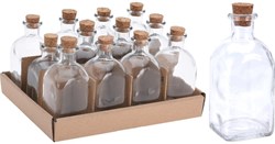 Excellent Houseware glazen fles met kurk 120ml - decoratief transparant glas