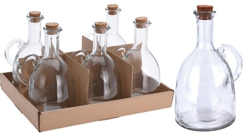 Excellent Houseware glazen olie- en azijnfles 500ml transparant keuken