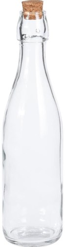 Excellent Houseware glazen fles met kurk 500ml transparant - bewaarfles