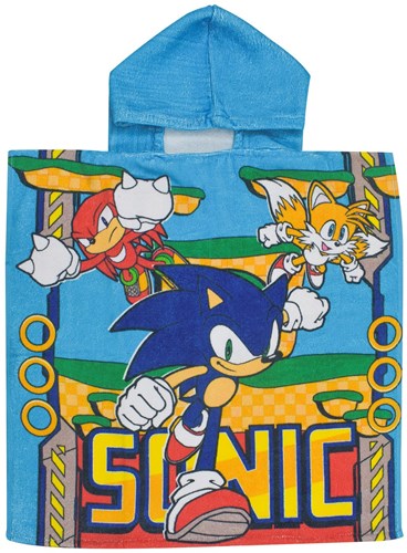 Sonic poncho handdoek katoen 55x110cm voor kinderen Sonic