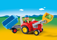 Playmobil tracteur de ferme avec remorque 1.2.3 - 6964 jouet-3