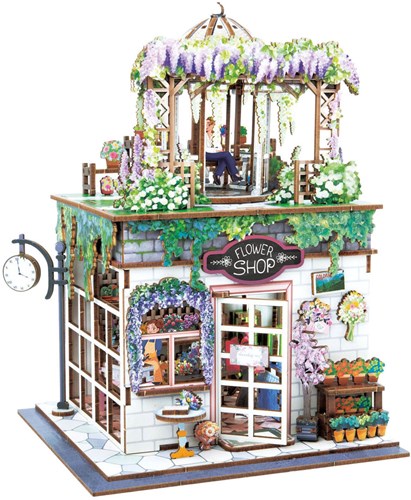Buki kit de construction diorama boutique de fleurs en bois avec éclairage LED-2