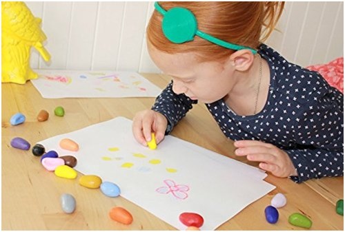 Crayon Rocks crayons de cire set - 16 couleurs dans une pochette en coton ergonomique-3