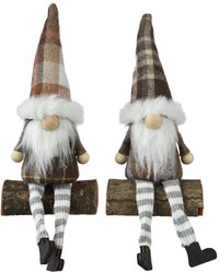 Decoris kabouter beeldje decoratie op boomstam 14cm bruin