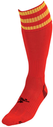Precision chaussettes de football junior 3 Stripe Pro rouge-jaune confort sport