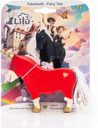 Lilu Unicorn houten speelgoed pony rood - FSC hout magisch figuur-2
