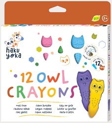 Haku Yoka waskrijtjes uil - 12 stuks kleurrijk creatief speelgoed