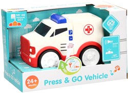 Press & Go auto ambulance speelgoed met geluid en batterijen