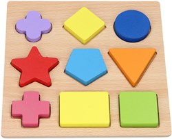 Lobbes houten vormenpuzzel educatief speelgoed 9 stukjes kleurrijk