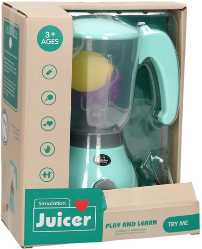 Blender jouet éducatif pour enfants avec fruits turquoise