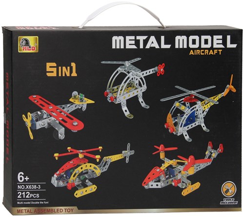 Lobbes coffret de construction avions 5en1 avec 212 pièces jouet métal