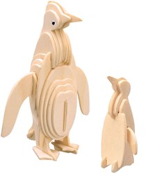 Lobbes houten bouwpakket pinguïn familie 3D knutselset dieren