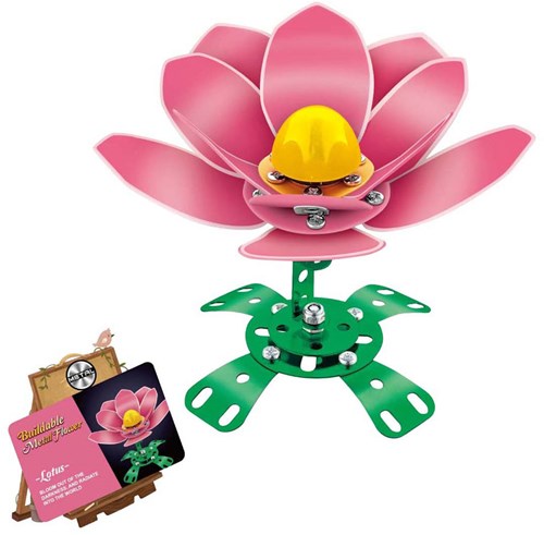 Lobbes metalen constructieset speelgoed roze klaproos bloem-2