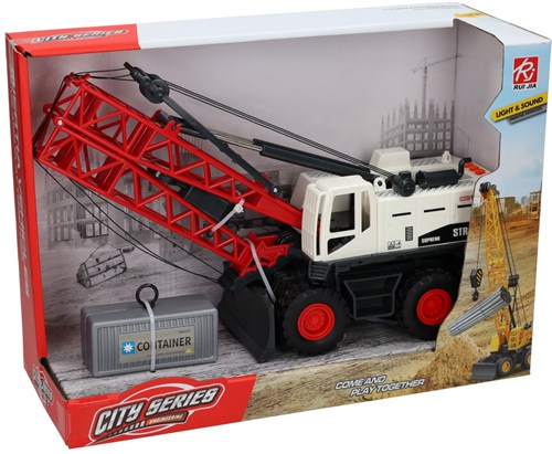 Lobbes camion grue jouet avec lumière et son - véhicule de construction réaliste