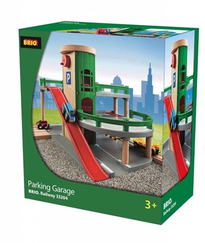 Brio parkeergarage speelgoed - houten garage met auto's en treinbaan-2