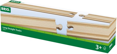 Brio lange rechte rails houten treinbaan uitbreidingsset - 33341-3