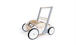 Bajo chariot de marche en bois pour bébé - gris avec compartiment de rangement