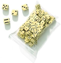HOT Games dobbelstenen 16 mm crème-wit kunststof