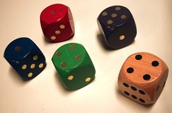 HOT Games Dobbelsteen 30mm hout 5 kleur ass VE5