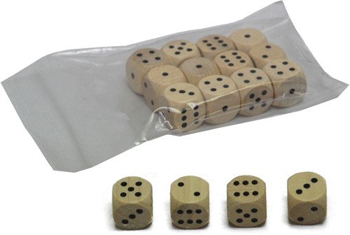 HOT Sports + Toys dés en bois 16mm avec points noirs 12 pièces