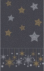 Duni tafellaken zwart Snowstars 138 x 220 cm luxe tafelkleed